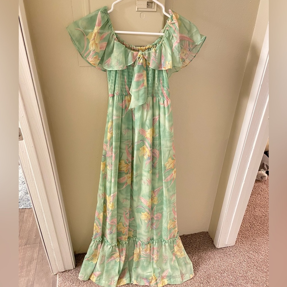 1970s mint green maxi dress